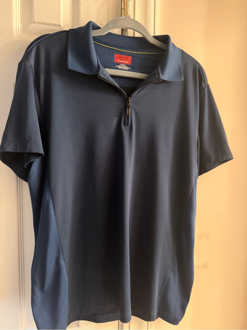 Alfani Men's Navy Zip-Front Polo Shirt